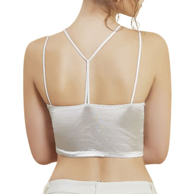

ROPALIA New European Fashion Tank Tops Women Crop Tops Slim Sexy Hot Solid Cross Straps Vest Wireless With Chest Padded Camisole
