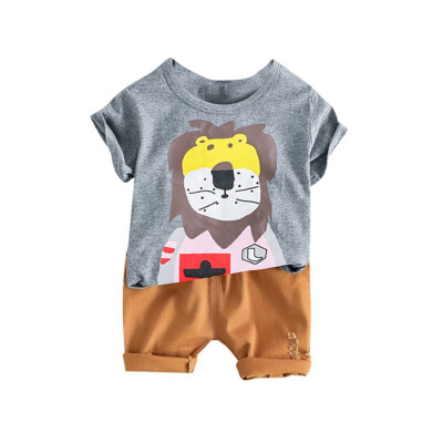 

Cotton Children Sets Infant Kids Boys Clothes Children Clothing Sets Summer Baby Lion Printed Casual Tops T-ShirtPants Set