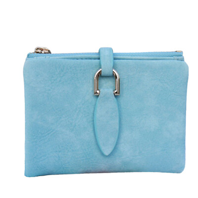 

Vintage Matte Faux Leather Women Short Purse Buckle Zipper Female Wallet Gift