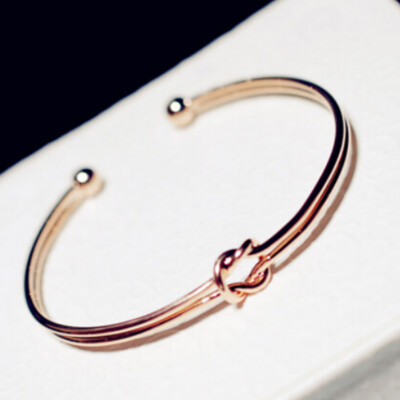 

Fashion Personality Double Layer Distorted Knotted Opening Bracelet Girls Temperament Jewelry Unisex Pair Hand Bracelet