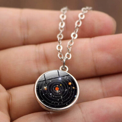 

Universe Milky Way Galaxy Planet Art Necklace for Sweater Birthday Gift