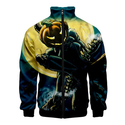 

Toponeto Mens Halloween Print Zipper Sportswear Long Sleeve Coat Jacket Outwear