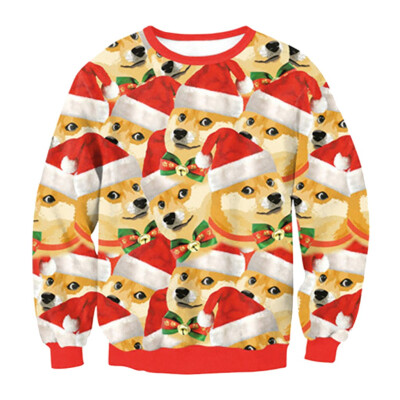 

Tailored Womens Winter Christmas Long Sleeve O Neck Sika Deer Print Casual Blouse Tops