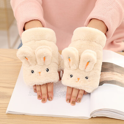 

Glove womens winter lovely Korean Korean-style warm-and cold-proof warm-and cold-proof warm-and cold-proof half-finge
