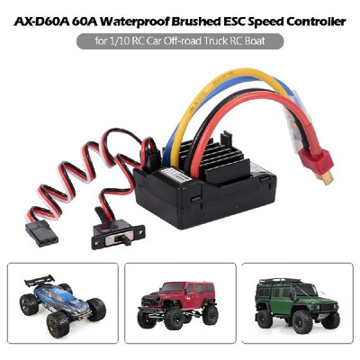 

AX-D60A 60A Waterproof Brushed ESC Speed Controller for 110 RC Car Off-road Truck RC Boat 2S LiPo 6-8S NiMh Battery