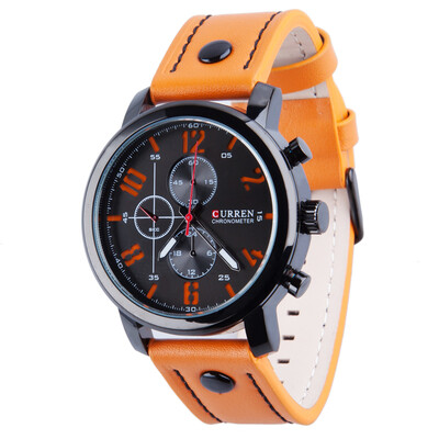 

CURREN 8192 Men Quartz Watch Sports Analog Wristwatches Leather Band