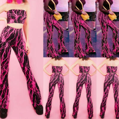 

US 2 Piece Womens Ladies Tracksuit Stretchy Tank Top Skinny Pants Outfits Set