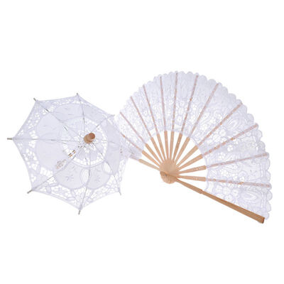

Lace Decorative Folding Fan And Small Lace Umbrella Chinese Style Wedding Party Home Decorative Ornaments