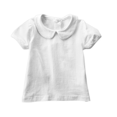 

Summer Children T-shirt Baby Girls Cotton Sleeve White Shirts for Girls Collar Kids Clothes Girls T-shirt