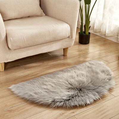 

Gobestart Wool Imitation Sheepskin Rugs Faux Fur Non Slip Bedroom Shaggy Carpet Mats