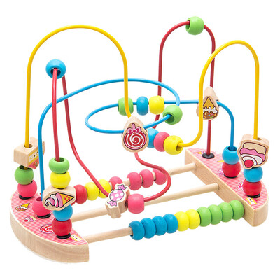

YIWULAWooden Childrens Beads Candy Beads Puzzle Jigsaw Educational Toy For Kids