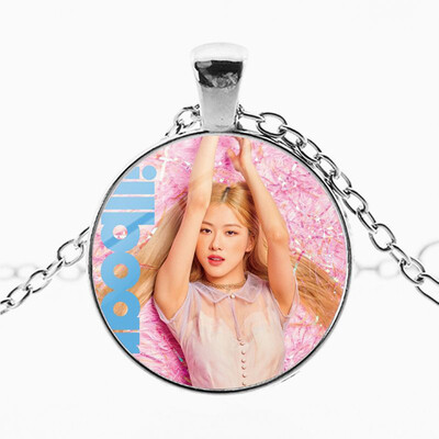 

KPOP BLACKPINK Simple Time Gemstone Necklace Super Cute HD Picture Printing Pendant Necklace Boys Girls Hot Gifts for Fans
