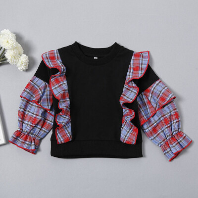 

Spring Autumn Girls Long-sleeved Sweatshirts 1-5 Years Old Children Black White Striped Sweatshirts Childrens Clothing