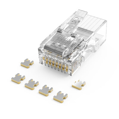 

Tencia TC super five unshielded crystal head pin contact plated 18K gold RJ45 computer crystal head 8P8C network cable connector 100 box TC-P5100