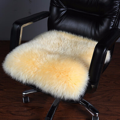 

2018 Newest Winter Wool Cushion Chair Cushion Fur Office Pad Padded Plush Back Pad Computer Chair Square Pad