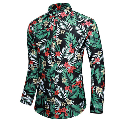 

Toponeto Men Casual Summer Printed Button Long Sleeve Hawaiian T-Shirt Top Blouse