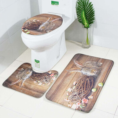 

3 Pieces Easter Themed Home Decor Bathroom Rugs Set Includes U-Shaped Contour Mat Backing bathroom mat Household Merchandises
