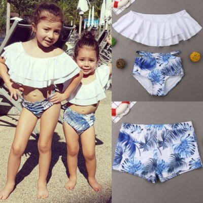 

Family Matching Frill Swimwear Women Men Boy Girl Bikini Bathing Suit Swimsuit