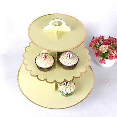 

3-Tier Round Cardboard Cupcake Stand Pastry Serving Platter Party Dessert Tower