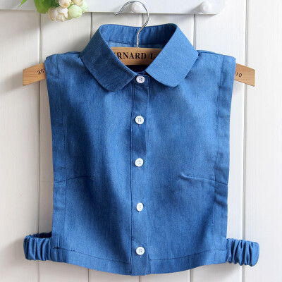 

Women Detachable False Collar Shirt Sweater Denim Fake Collar Korean Diamond Crystal Pearls Cowboy Shirt Lapel