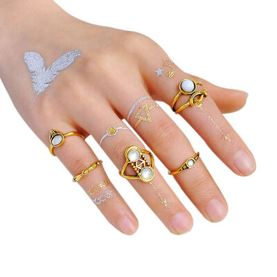 

Vintage Style Women Girls Hollow Ring Set Zinc Alloy Plating Hand Joint Decoration Jewelry Gifts