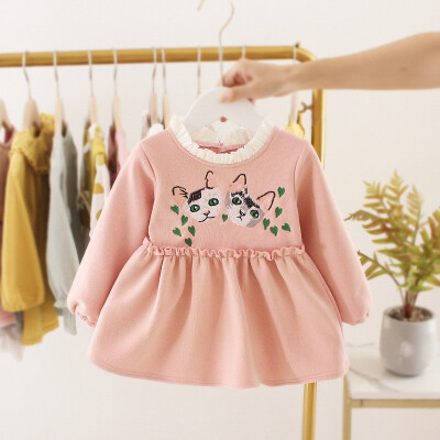 

Cute Cat Newborn Dress Infant Baby Clothes Girl Clothing Cartoon Princess Long Sleeve Dress Spring Autumn Girls Dresses 6M-3Y