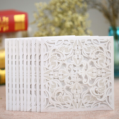 

10Pcs Romantic Wedding Party Invitation Card Delicate Carved Pattern