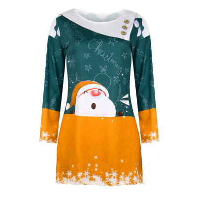 

Tailored Womens Fashion CUTE Santa Claus Snowflake Round Neck Pullover Blouses