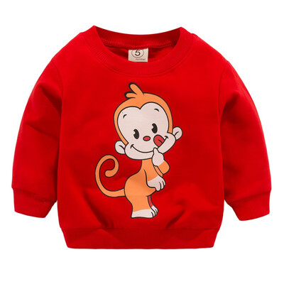 

Spring Autumn Sweatshirts Kids Shirts Toddler Boys Girls Long Sleeve Cartoon Monkey Yellow Tops Children Clothes 0-3T