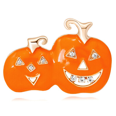 

Halloween Pumpkin Brooch Green Leaves Orange Enamel Pumpkin Womens Weddings Banquet Brooch Pins New Alloy New Years Gifts