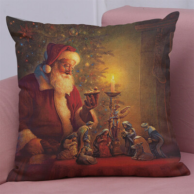 

Gobestart New Christmas Cotton Linen Pillow Case Sofa Cushion Cover Home Decor