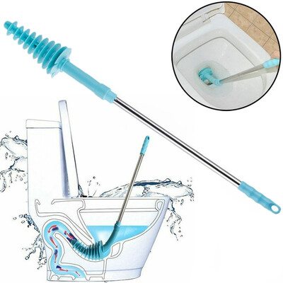 

Gobestart Flexible Toilet Brush Long Handle Plunger Bathroom Clogging Cleaner Tool Durable