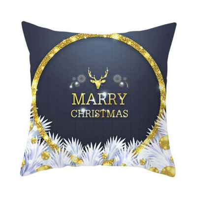 

2020 Xmas Pillow Case Christmas Snowflake Elk Printed Sofa Cushion Cover 18X18&quot