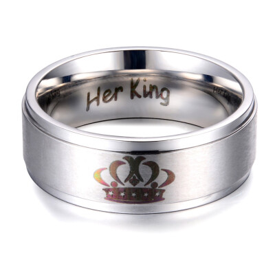 

Crown Couple Ring Her King&His Queen Stainless Steel Wedding Rings for Women Men Simple Ring