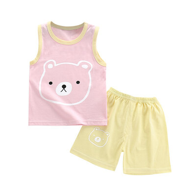 

Baby Boy Shorts Set Summer Children Baby Girls Casual Sleeveless Cartoon Print Vest Tops Shorts Suits Costume Set
