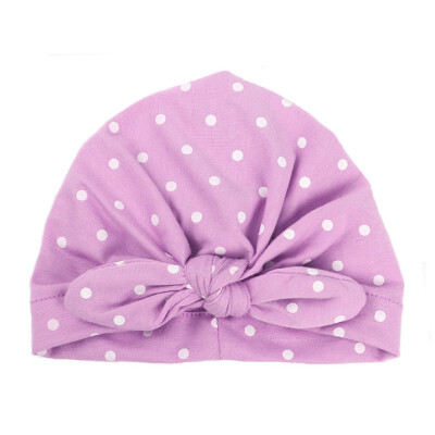 

WEIXINBUY 1 PC Sweet Dot Baby Girl Hat with Bow Candy Color Baby Turban Cap for Girls Elastic Infant Accessories so cute