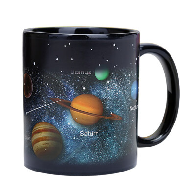 

330ml Ceramic Coffee Cups Starry Sky Solar System Milk Discoloration Magic Sensitive Heat Color Changing Fading Cup