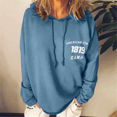 

New Fashion Cotton Long Sleeves Letter Harajuku Print Light Pink Pullovers Tops O-Neck WomenS Hooded Sweatshirt Tops