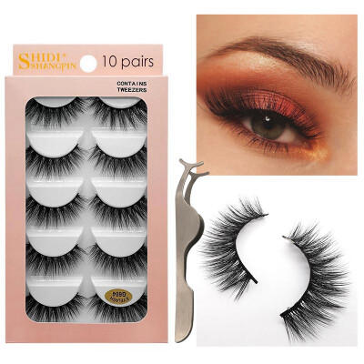 

10 Pair Of False Eyelashes Tweezers set Natural Slender Curling Fake Eye Lashes Mink Hair Eye Lashes