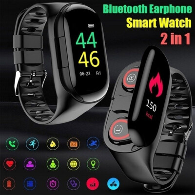 

2 In 1 Stereo Dual Bluetooth Earphone Smart Watch Heart