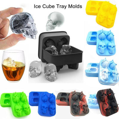 

Skull Shape 3D Ice Cube Mold Maker Bar Party Silicone Trays Chocolate Mold Gift 8Colors