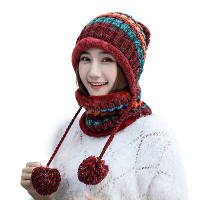

Womens Winter Hat Warm Thick Beanie Cap Scarf Knitted Ski Face Mask Cold Weather Beanies
