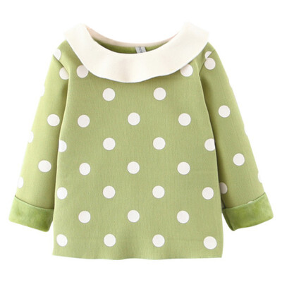 

Children Plus Velvet Shirts Autumn Cartoon Printed Long Sleeve T-Shirt Doll Collar Casual Tops