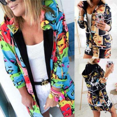 

Women Casual Pullover Autumn Hoodie Zip UP Outerwear Ladies Top Long Coat Jacket