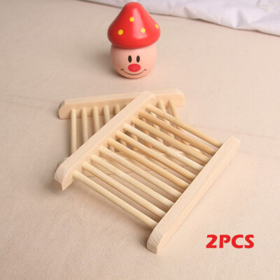 

〖Follure〗2PCS Natural Wood Soap Tray Holder Dish Storage Bath Shower Plate Bathroom Wash