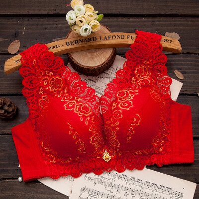 

Women Hot Solid Color Lace Embroidery Wide Shoulder Strap bra Large size Push up Bras Plus Size