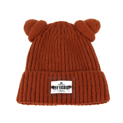 

Hat lady autumn&winter cute hundred tied wool hat Korean letter paste cold hat students warm knitted hat