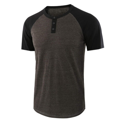 

Toponeto Fashion Mens Baggy Solid Short Sleeve Button O-Neck T Shirts Tops Blouses