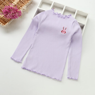 

Toddler Girl T-shirt Autumn Long Sleeve Rabbit Cat Letter Embroidery T-shirt Tops Cotton Casual Blouse Outfits