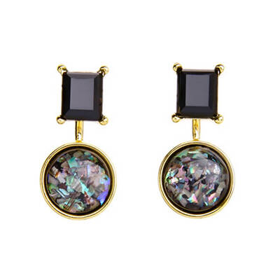 

1 Pair Square Round Stud Earrings Colorful Crystal Gem Earrings Women Girls Female Ear Jewelry
